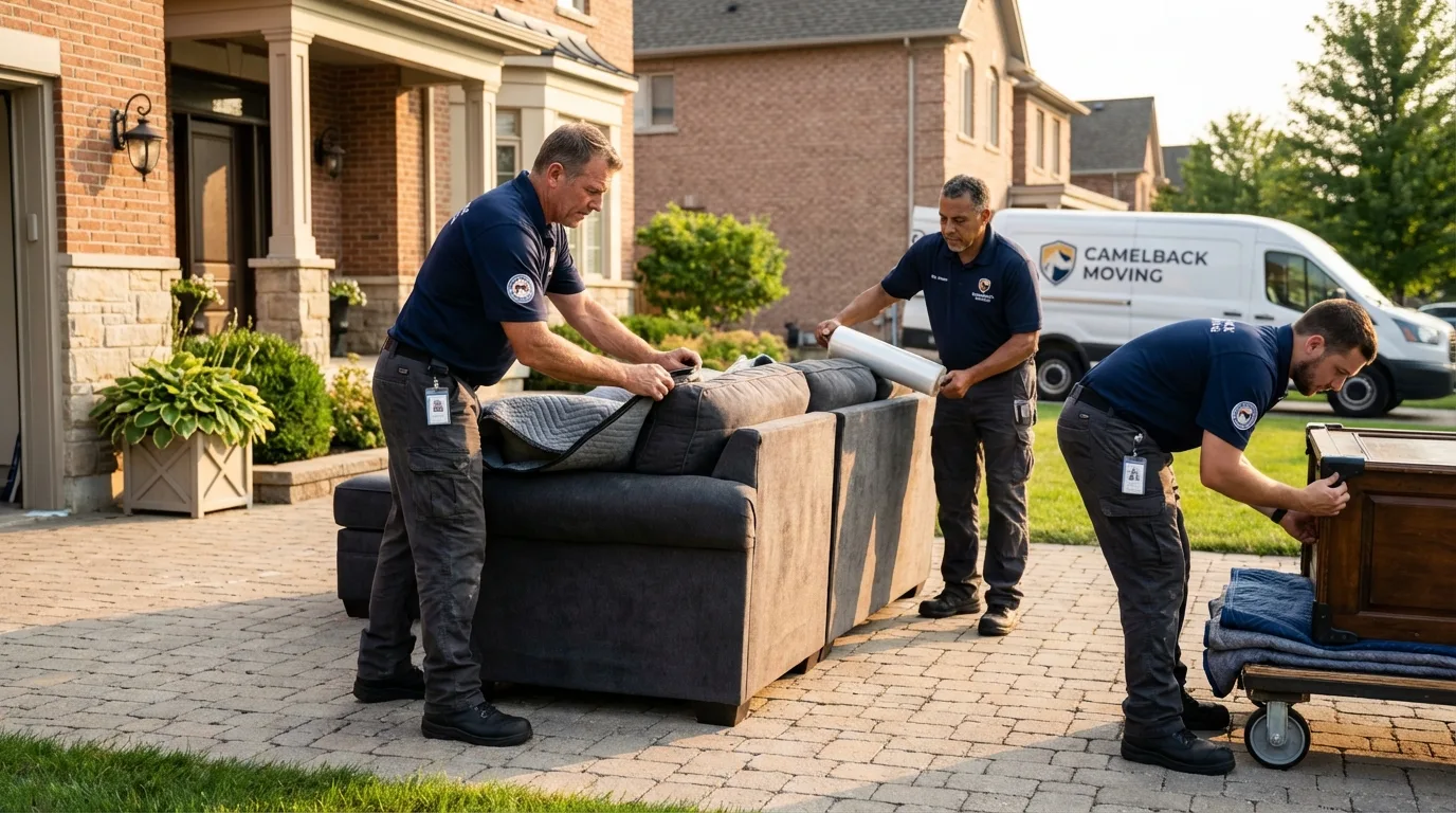 Large estate moving crew wrapping furniture in New Waverly, TX
